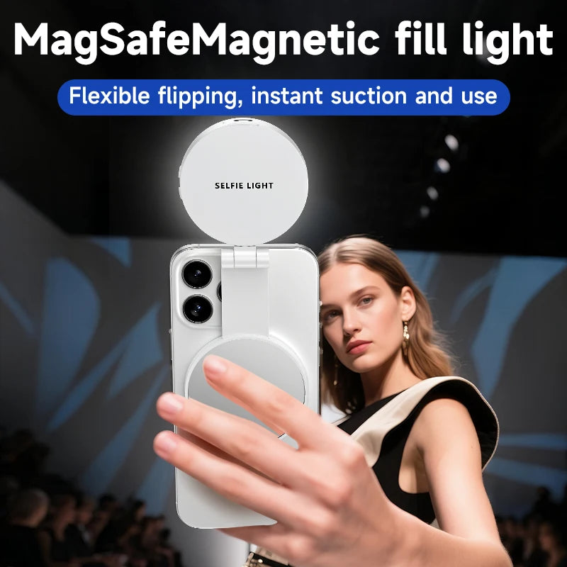 Magnetic LED Ring Light with Makeup Mirror - Dimmable Beauty Light for Streaming & Selfies