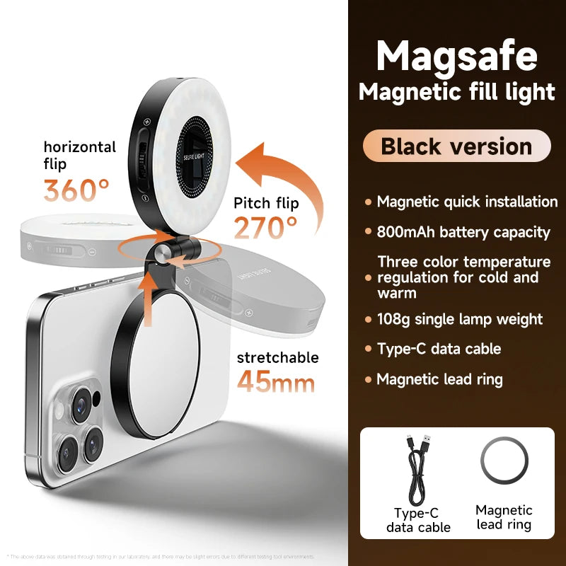 Magnetic LED Ring Light with Makeup Mirror - Dimmable Beauty Light for Streaming & Selfies